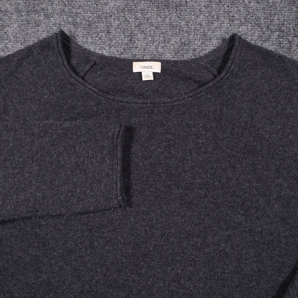 Vince Roll Neck Sweater Womens L Charcoal Gray Wool Cashmere Pullover